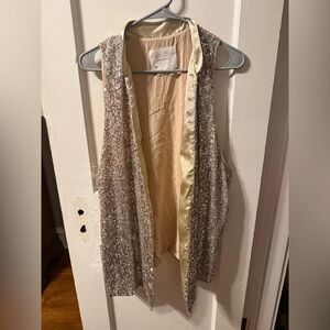 Anthropologie Sequin Sleeveless Cardigan XL